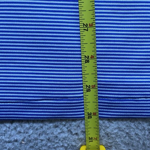 G Fore Polo Shirt Mens Large Blue Stripe Performance Stretch Golf Button - Picture 11 of 12